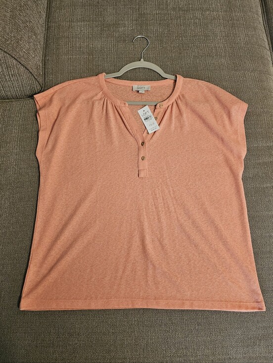 LOFT Tops - LOFT Light Sheer Coral Pink Orange Casual Lightweight Relaxed Top Size Small